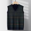 Dad's Fleece-Lined Sweater Vest: Warm Knitted Base Layer for Middle-aged and Elderly Men in Autumn and Winter.