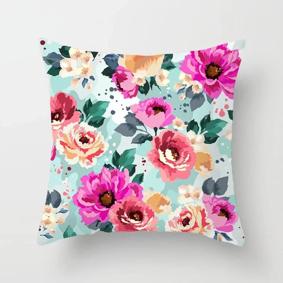 Cute Nordic Simple Flowers Home Decoration Simple Square Decorative Cushion Cover Sofa Pillow Cover