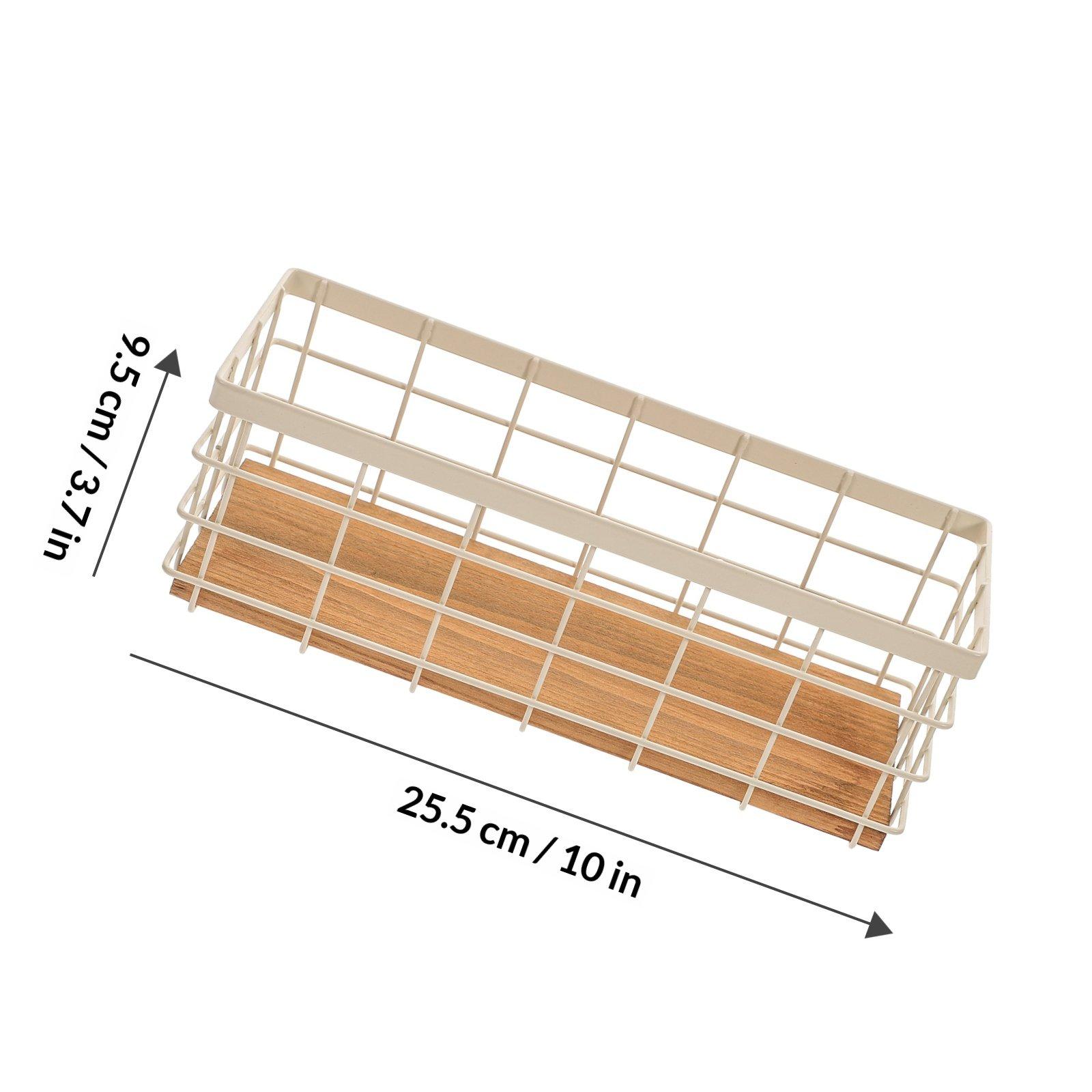 Iron-Art Storage Basket Hollow Metal Desktop Organizer Hanging Storage Rack for Kitchen Bathroom Use Organizing Basket белый