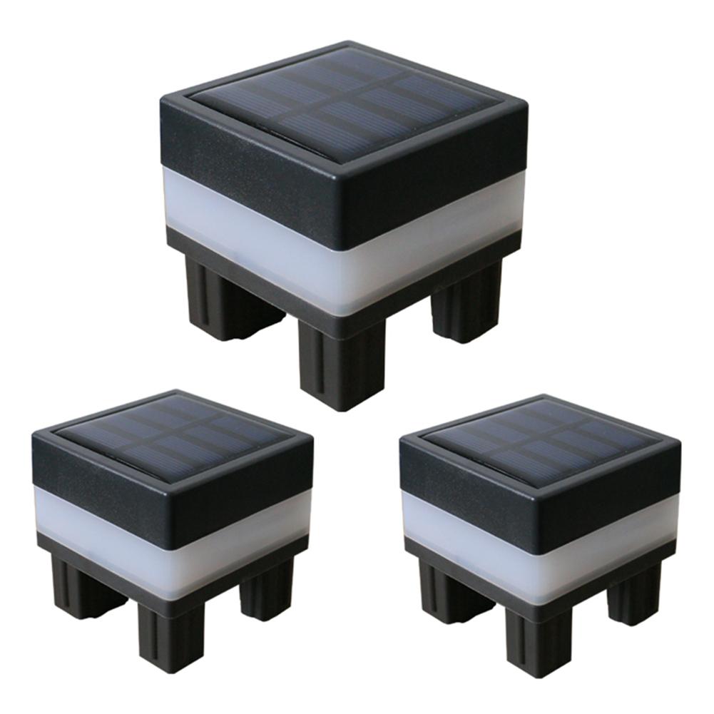 7x7cm Square Solar Powered LED Waterproof Pillar Fence Light Outdoor Post Cap Lamp Aluminum Column White Warm Lamp