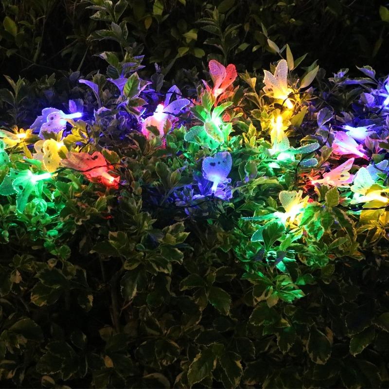 20/30 Led Solar Powered Butterfly Fiber Optic Fairy String Lights Waterproof Christmas Outdoor Garden Holiday Decoration Lights