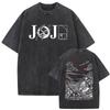 Washed Vintage Anime Jojo Bizarre Adventure Tshirt Retro Manga Giorno Giovanna T Shirts Men Casual Cartoon Oversized Tshirts
