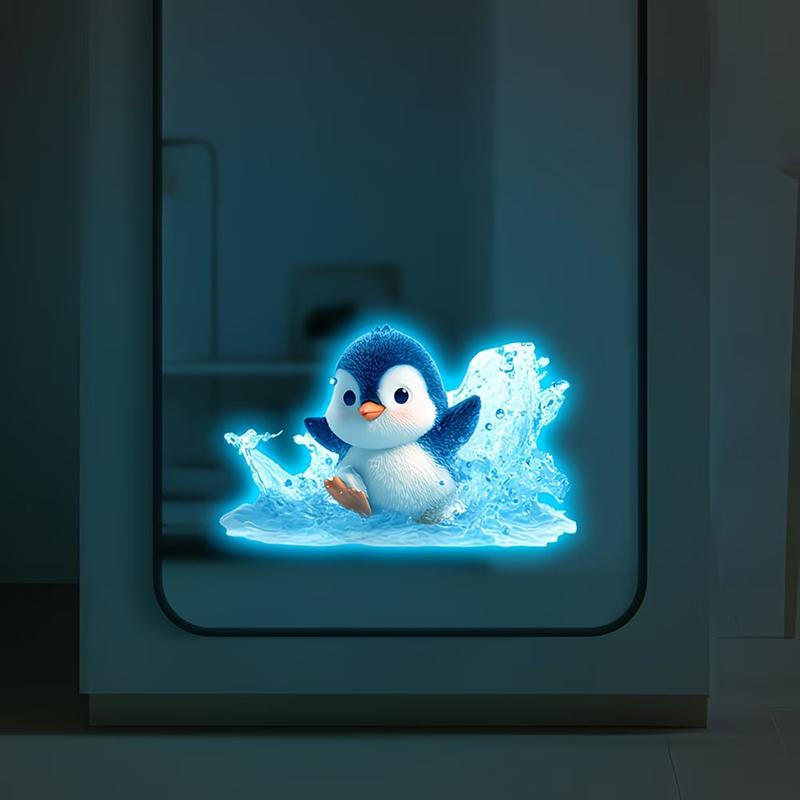 Autocolant Penguin Luminescent la Întuneric pentru Toaletă Decal Luminoase pe Sticlă Amovibile pentru Baie Camera Copiilor Decorare Perete