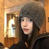 Labeled Curled Edge Pile Hat for Women In Autumn and Winter Large Head Circumference Retro Knitted Hat Small Face  Small Warm Baotou Cold Hat