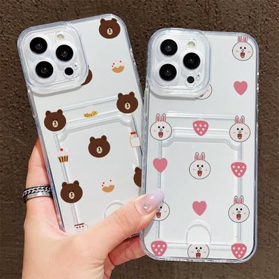 Kartenfach Halter Silikon Brieftasche Tasche Hülle Für iPhone 14 16 15 Infinix Note 30 Pro Oppo Reno 12F 13F Samsung A54 A34 A24 Hülle Transparent Handy Stoßdämpfer