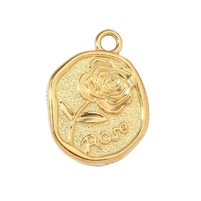 Large Flower Charm 3 Pieces Sturdy Stainless Steel Pendant Gold Plated Portable for Fashionable Women Stylish Outfits