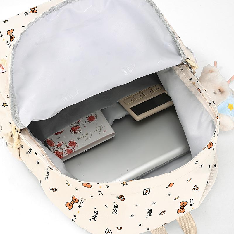 Schoolbag Korean version ins cartoon kitten backpack female college style student schoolbag cute sweet bow casual backpack
