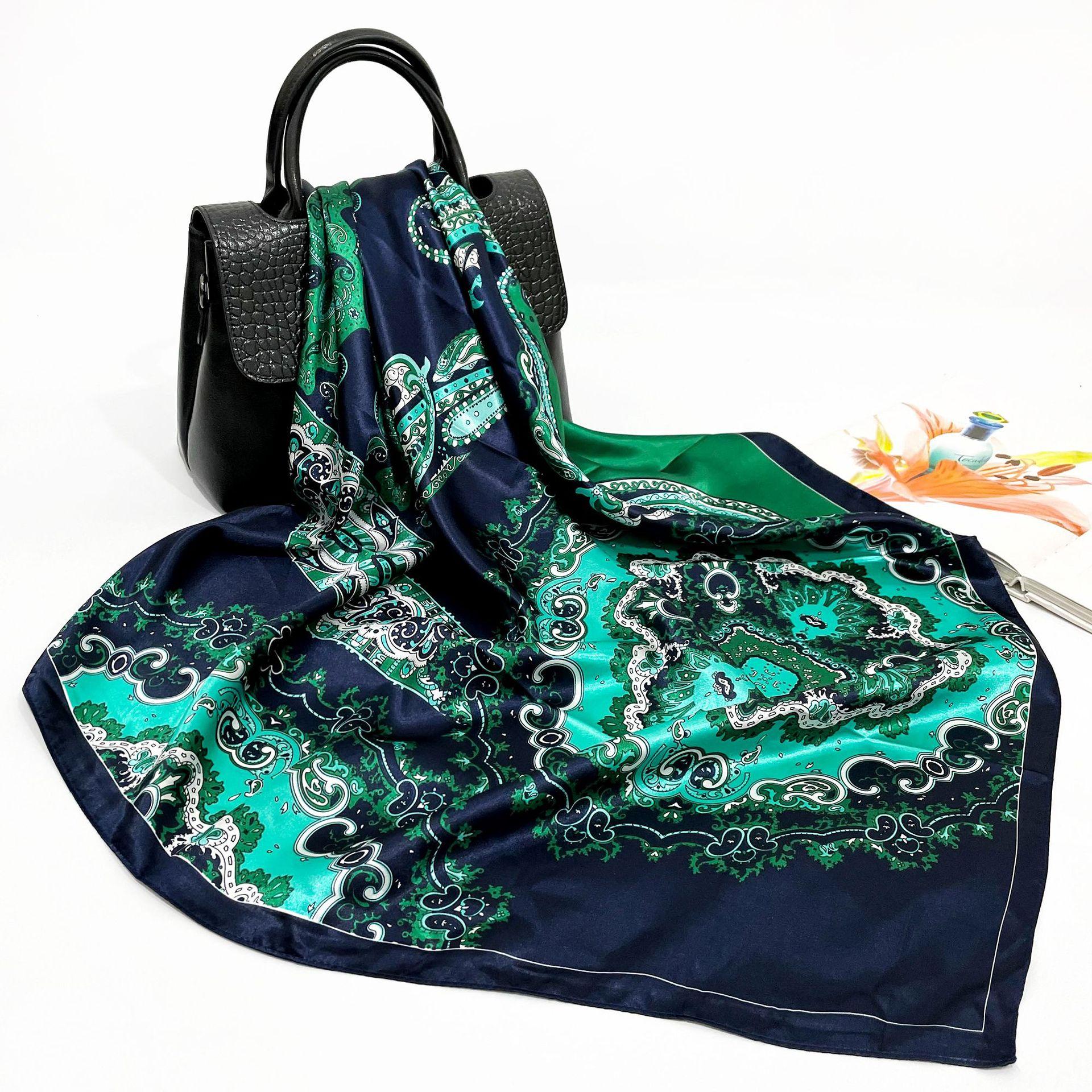 

Высококачественные роскошные шелковые шарфы, повязка на голову, шарфы, шейный шарф для женщин, шелковый шарф с цепочкой, женская декоративная шаль 90*90cm