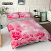 Red Rose Duvet Cover Set Queen Microfiber Floral Petals Botanical Twin Bedding Set Romantic Flowers Valentine's Day Quilt Cover