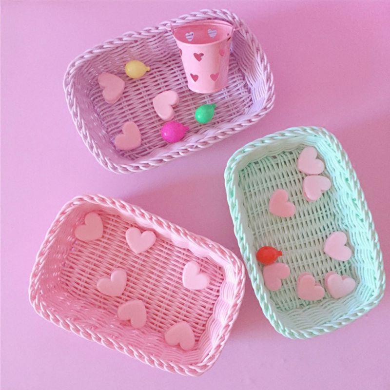 Pink Purple Desktop Sundries Jar Storage Basket Decorative Sweet Color Basket Photo Props Home Kitchen Storage Fruit Baskets