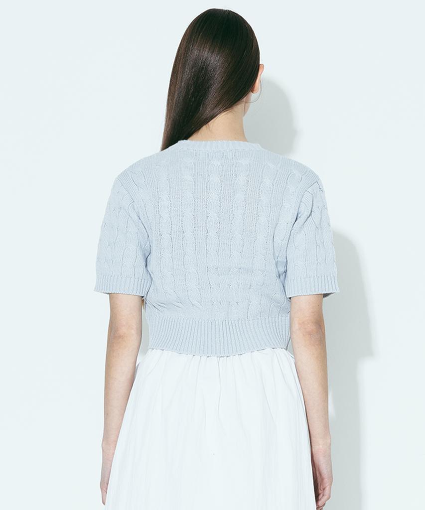 AGENT PEEK Agp Cable Half Sleeve Knit Sky Blue