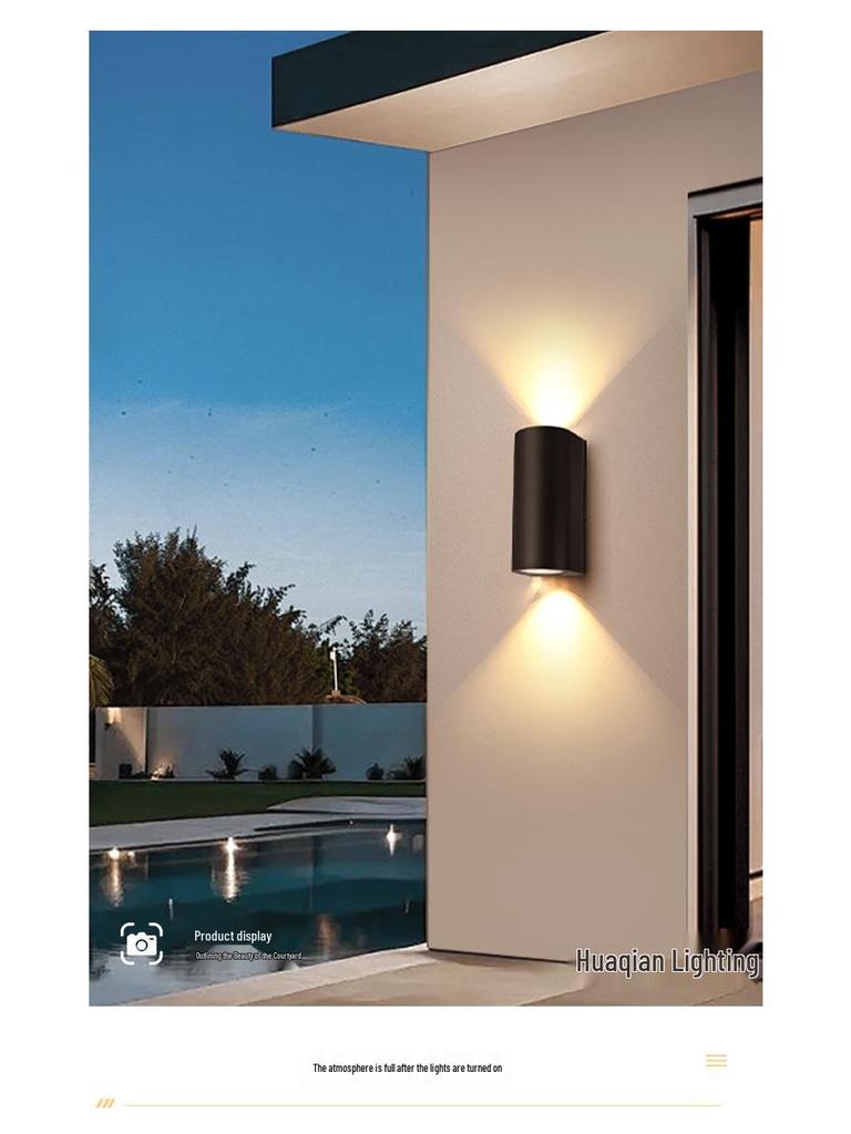 Dual-Head Waterproof Outdoor Wall Light for Porches, Courtyards, Balconies, and Stairways
