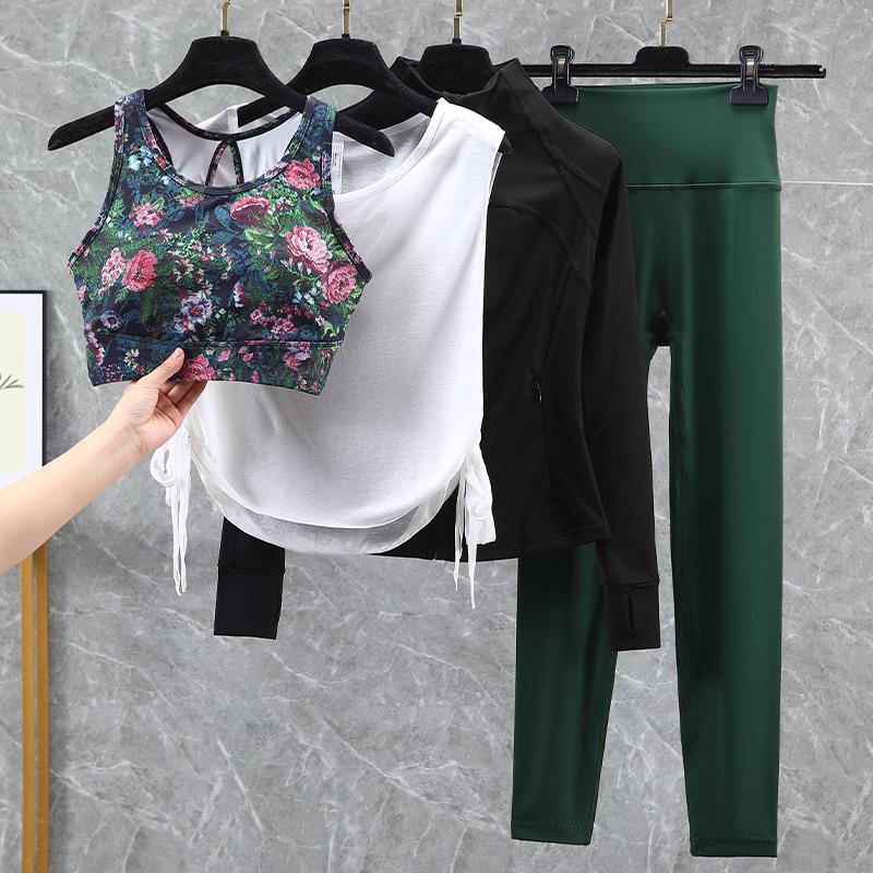 Damski strój do jogi i biegania z wysokim stanem, szybkoschnący - Podnoszący biodra, zestaw fitness na wiosnę/jesień