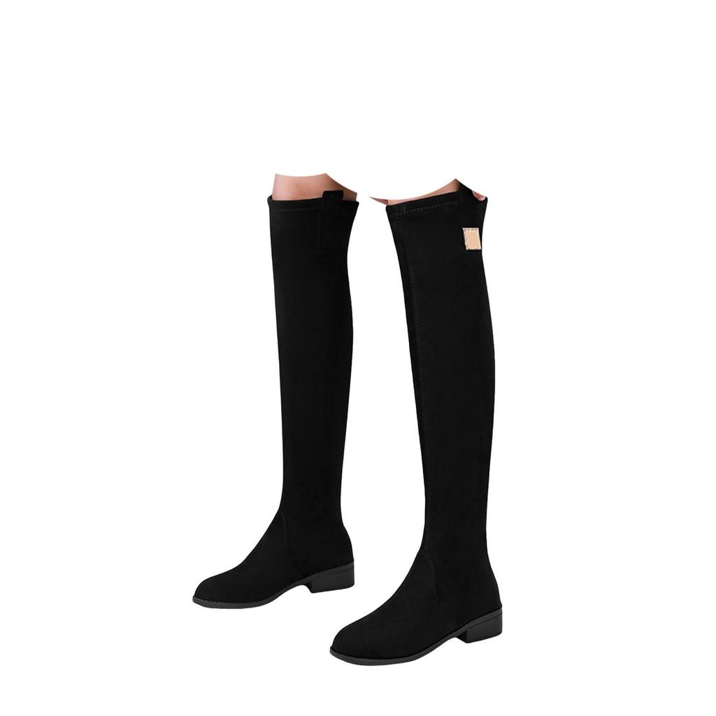 Thigh High Leather Boots For Women Flat Long Boots Women'S Knee High Boots Autumn And Winter Heels Long Tube Zapatos Para Mujer