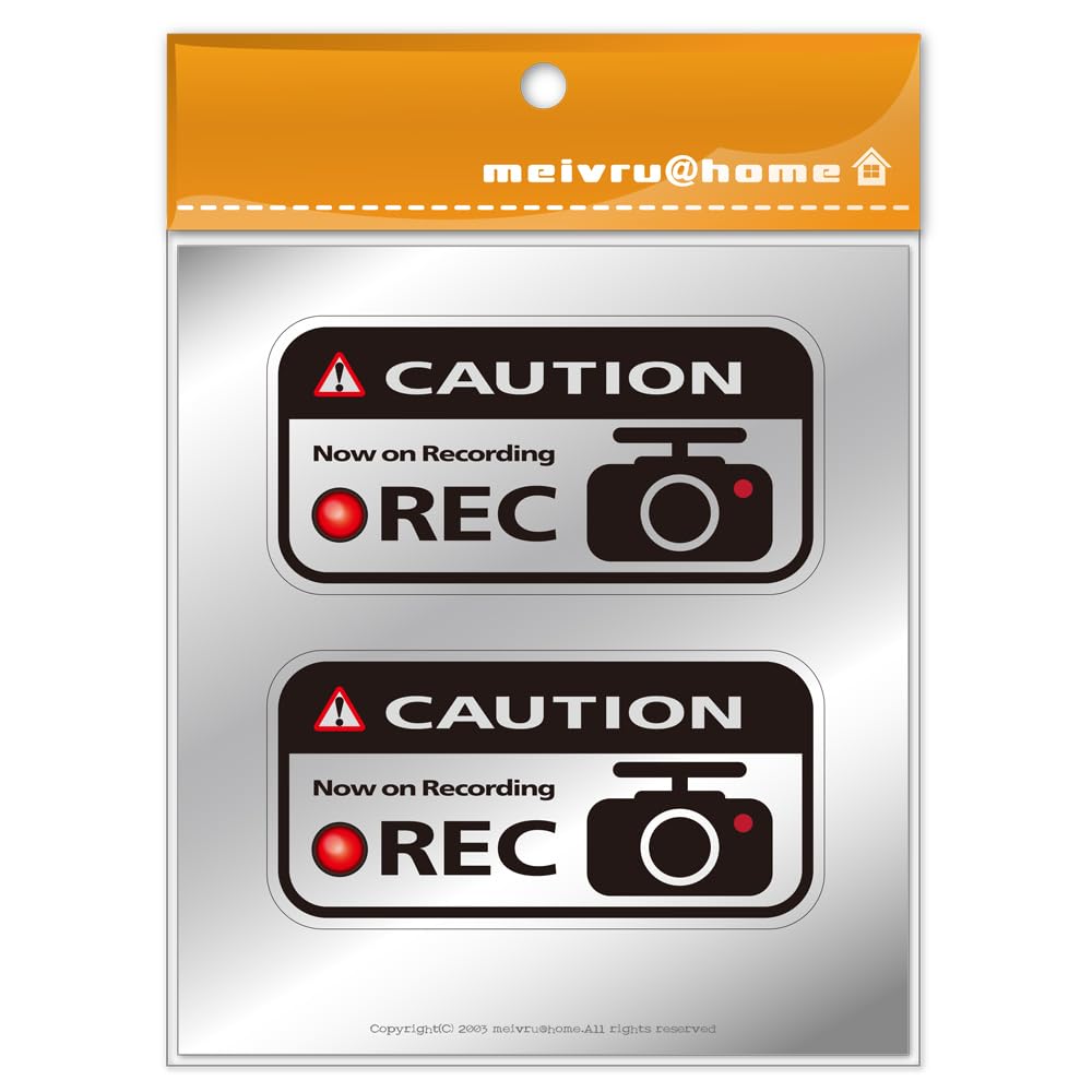Mavre At Home Dash Cam Sticker Dash Cam Sticker Security Sticker Dash Cam Sticker Made In Japan (2 Piece Set/Silver)