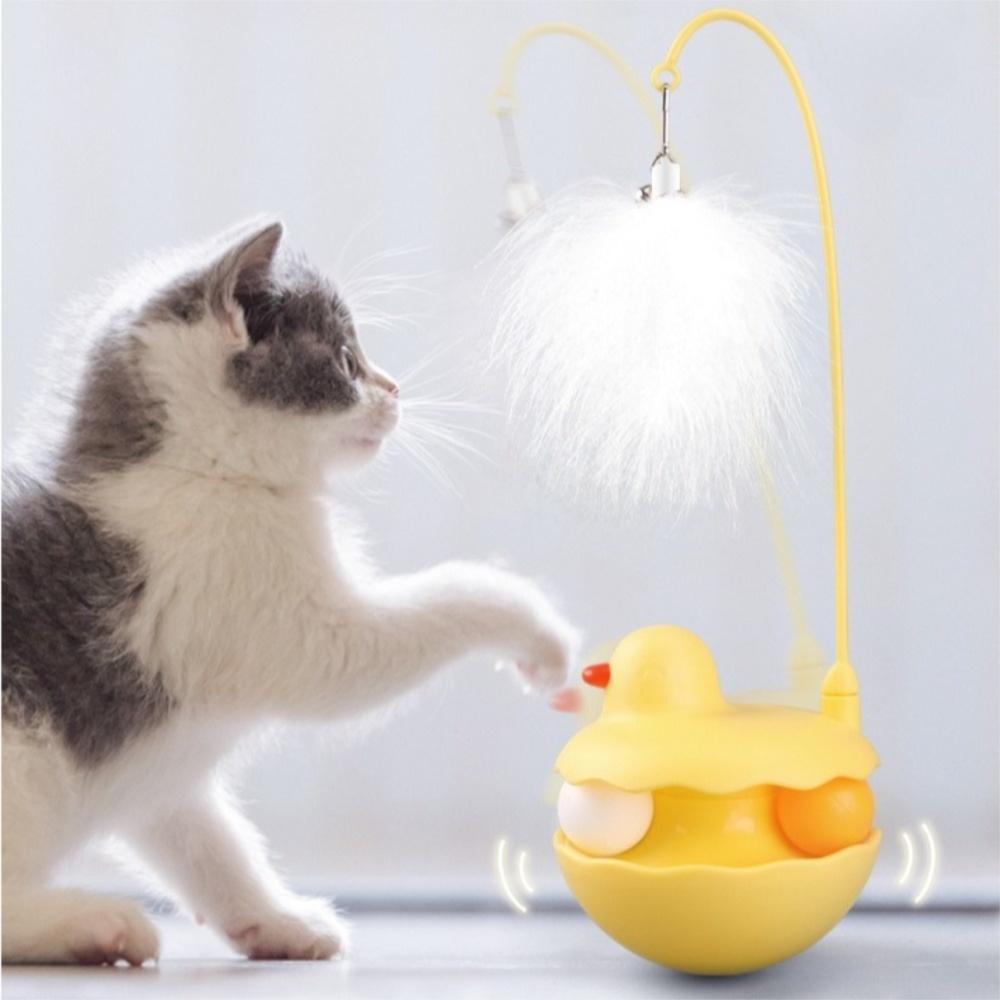 Creative Interesting Cat Teaser Anti-Bite Turntable Self Amusing Interactive with Removable Feathers & Bells Cat Pet Supplies
