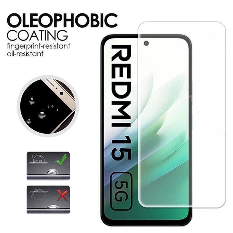 3-Pack Screen Protector for Redmi 15C 15 5G/4G Tempered Glass Cellphone Screen Protector, 9 Hardness HD Clear Anti-Scratch Bubble-Free Protector Film
