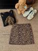 2024 European Leopard Print A-line Midi Skirt - High Waist, Slimming, Petite, Autumn Winter Style