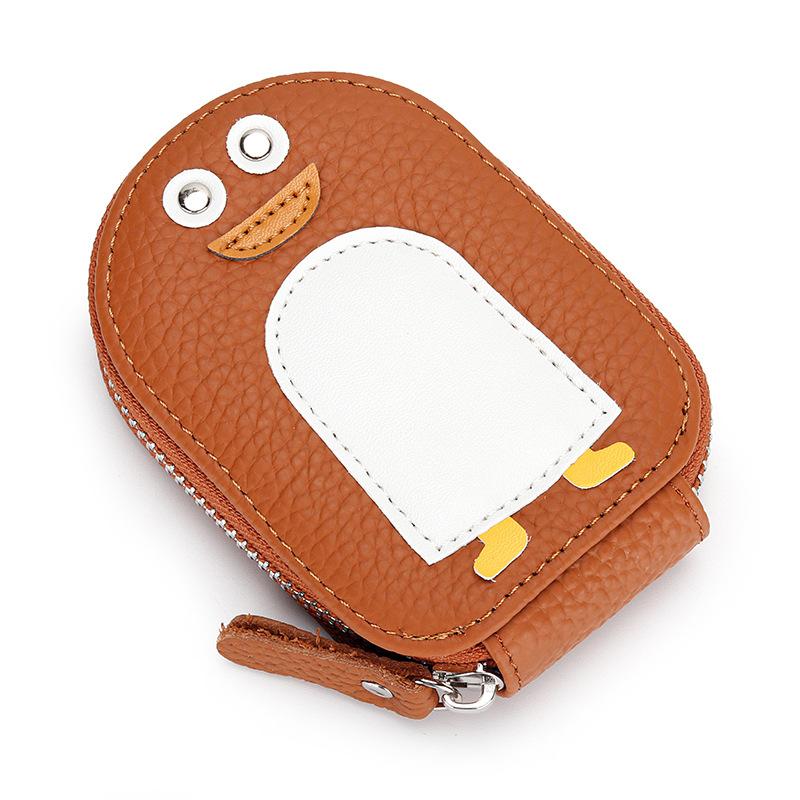 Card Bag Women's Leather Small Exquisite Cartoon Penguin Change First-layer Cowhide Cute ID