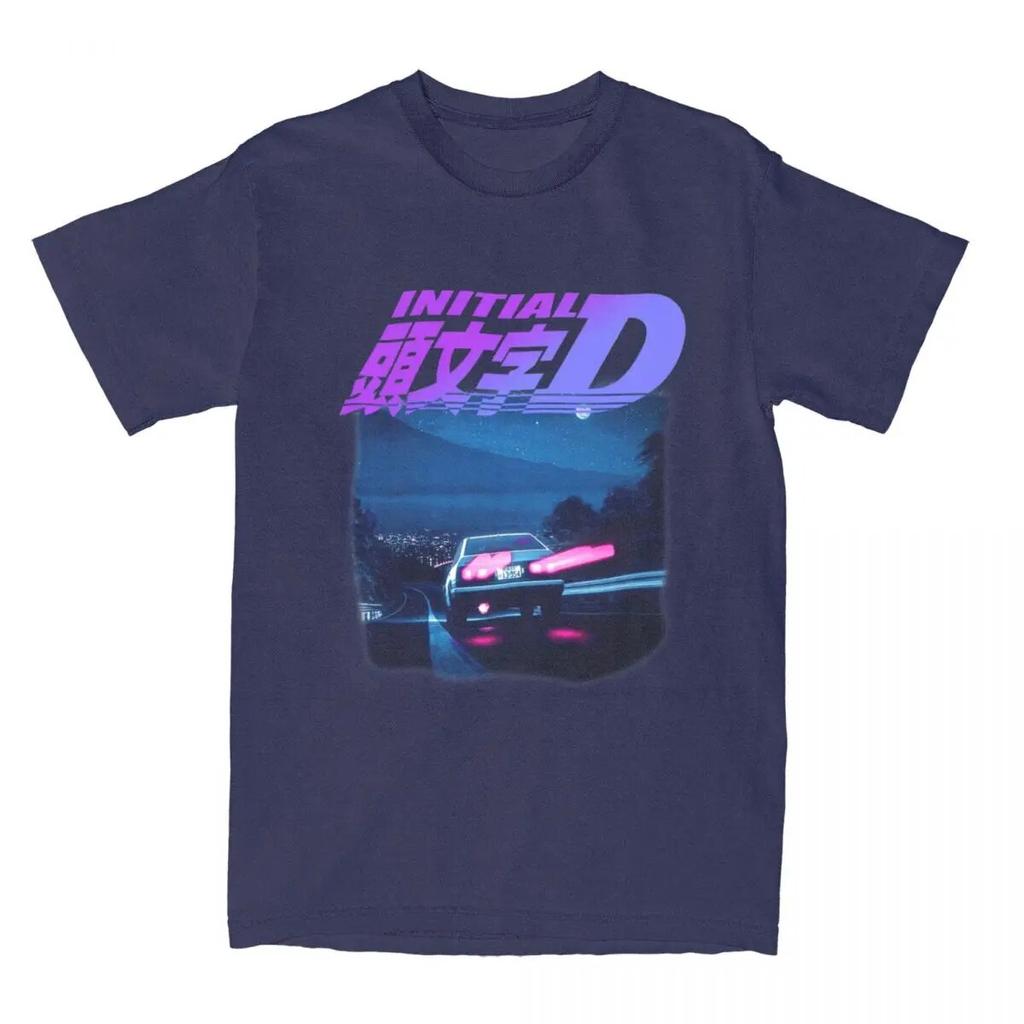 Initial D Neon AE86 Accessories Shirt for Unisex Women Takumi Fujiwara Tofu Store Pure Cotton T Shirt Short Sleeve Printed Clothing
