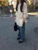 Korean Style Elegant Waist-Cinching Drawstring Loose Slimming Solid Color Spring Dress