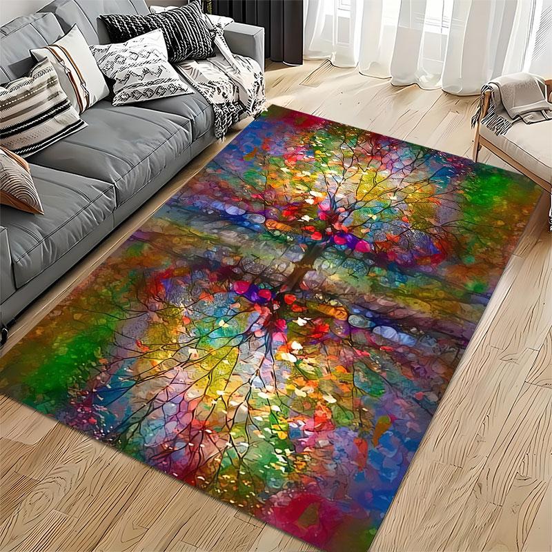 Colorful Tree Reflection Art suitable as a non-slip mat for the living room or bedroom sofa