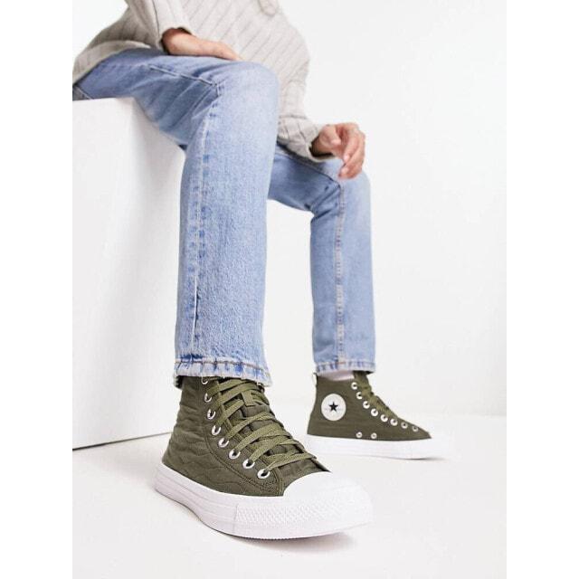 

Темно-зеленые стеганые кроссовки Converse Chuck Taylor All Star Hi