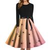 Women's Fashion O-Neck Casual Slim Fit Halloween Printed Long Sleeve Dress