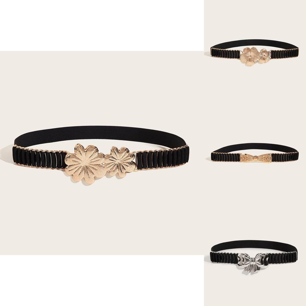 Summer Women Metal Dress Belt With Unique Button Pattern And Elastic Waist