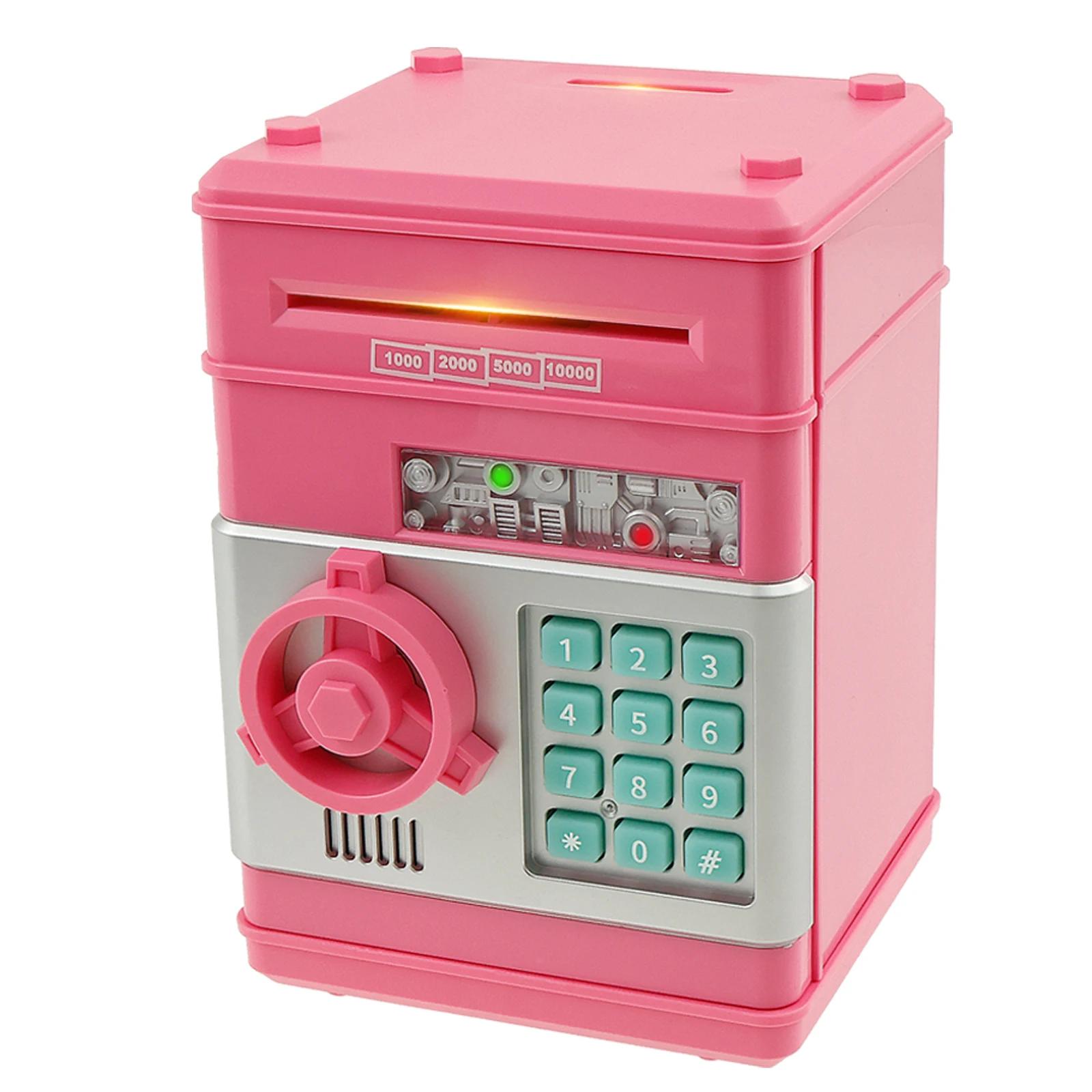

Electronic Password Money Bank Piggy Bank Safe Box Automatic Deposit ATM Cash Coins Saving Box Kids Birthday Toy Christmas Gift рожевий