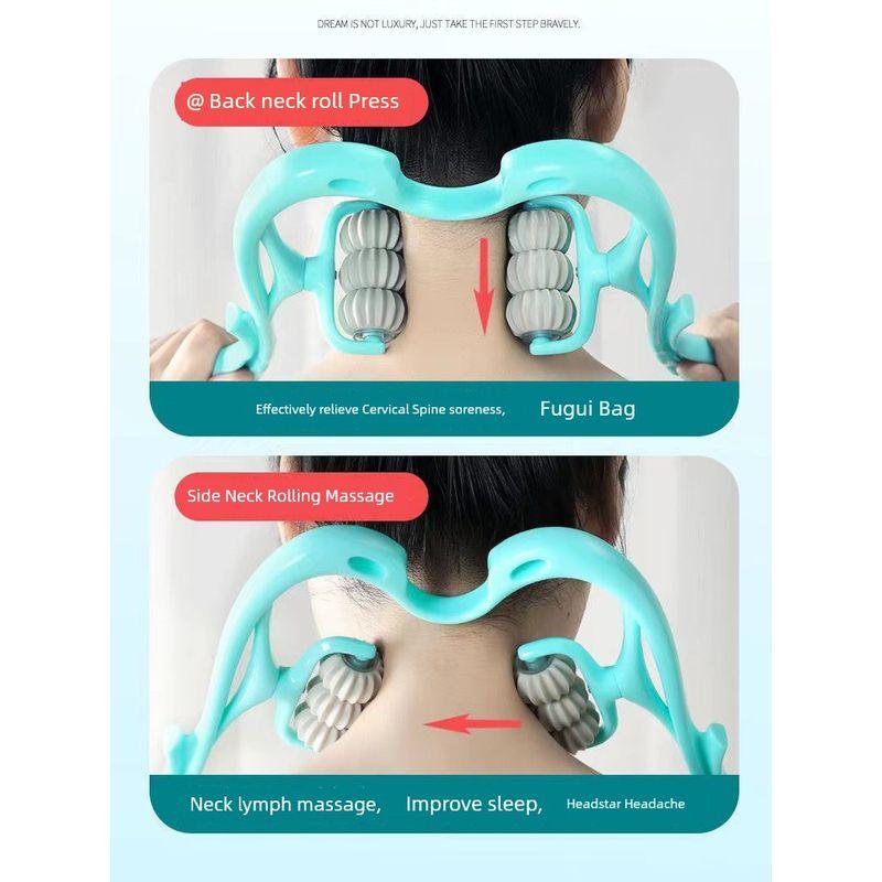 6 Wheels Neck Massager Manual Clip Neck and Neck Kneading Handy Gadget Handheld For Home Six Roller Shoulder and Neck Massage