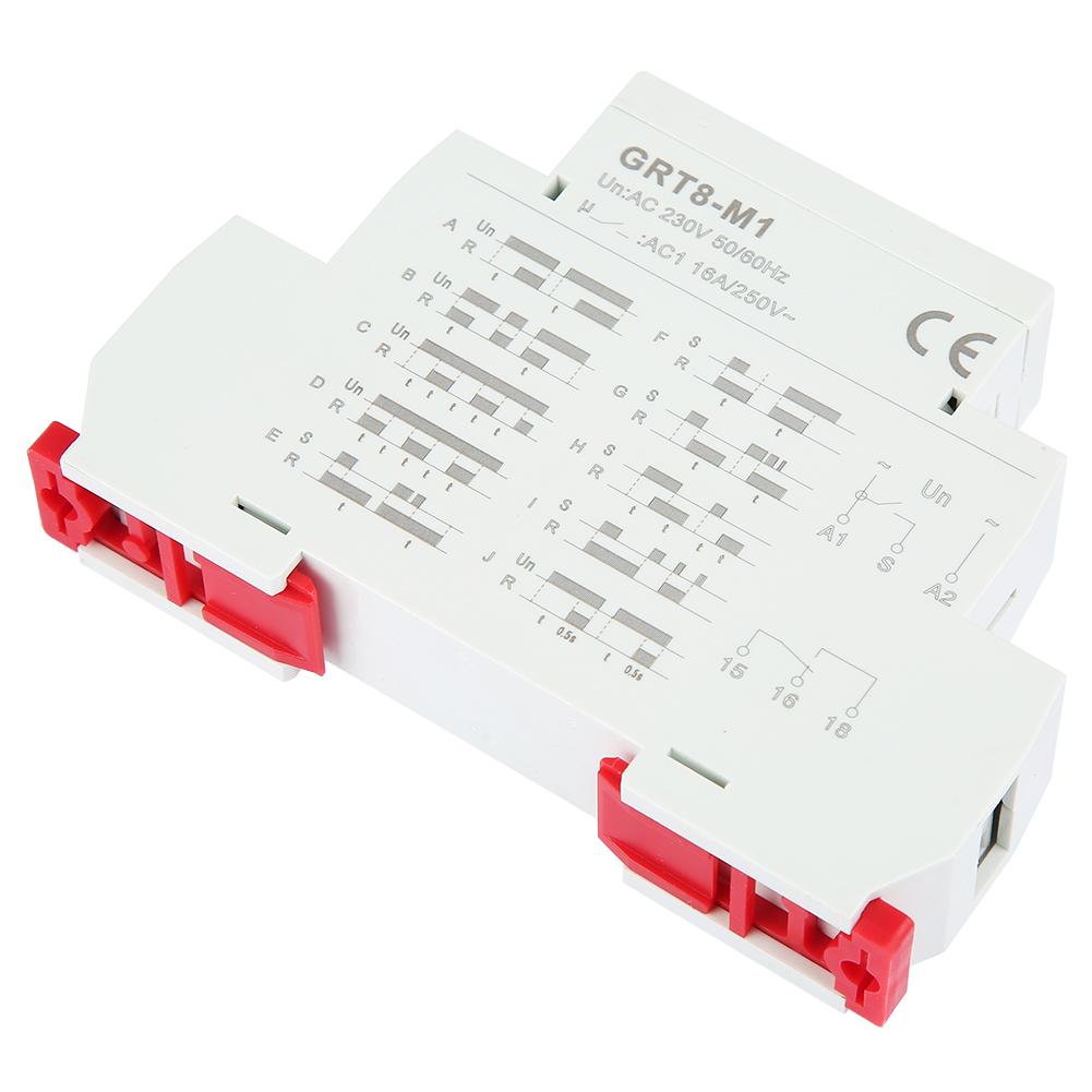 GRT8?M1 Multifunctional Delay Time Relay with 10 Functions DIN Rail Mount AC 230V
