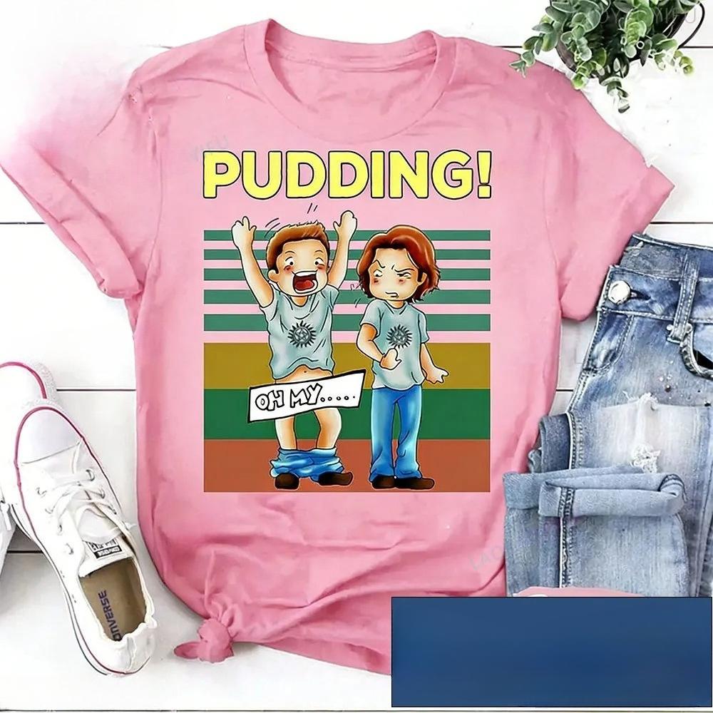 Pudding Dean Sam Winchester Oh My Funny TV Series Vintage TShirt Winchester Brothers Shirt Short Sleeve Tshirts Graphic Tee