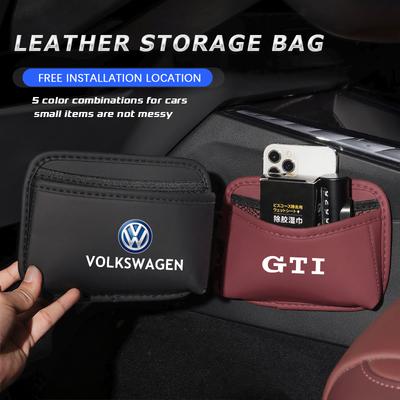 T25PU Leather Car Storage Organizer Bag Pocket For VW Polo Golf T5 Caddy T4 Touran GTI Passat Scirocco Tiguan GTD GTE