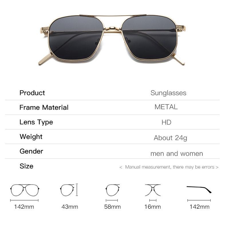 Fashion Women Sunglasses Luxury Metal Trendy Eyewear Brand Design Vintage Men Square Sun Glasses Mirror