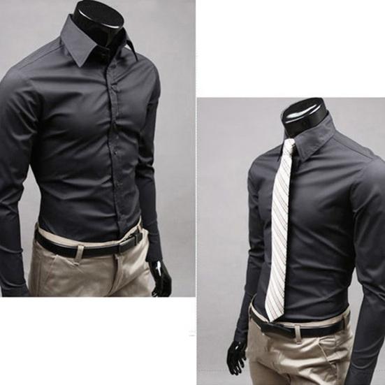 Men's Shirt Button-down Closure Anti-wrinkling Odorless Long-sleeve Button-down Shirt for Daily Life