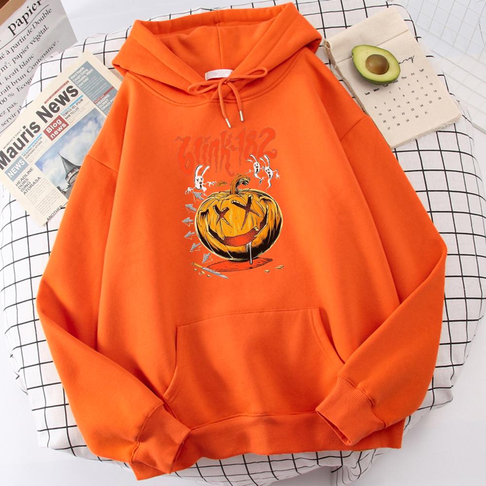 Halloween Pumpkin Blink 182 Letter Graphic Hoodies Men Women Casual Warm Tracksuit Korean Fashion Oversized Loose Unisex Sweatshirts