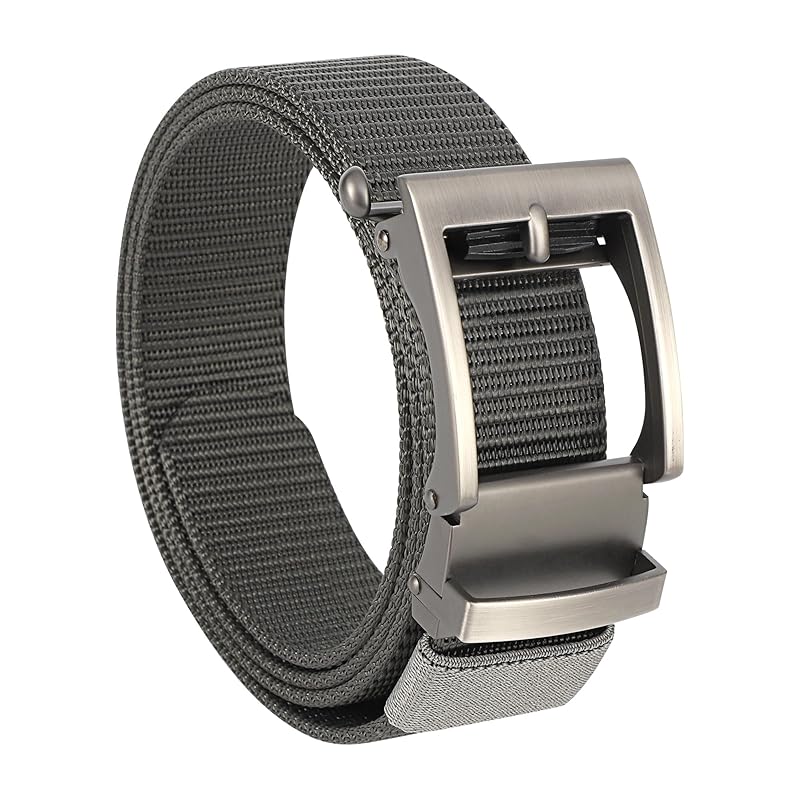 

[L-Chic] Tactical belt, made of nylon, with metal buckle, gray, lightweight, sturdy, adjustable (gray)