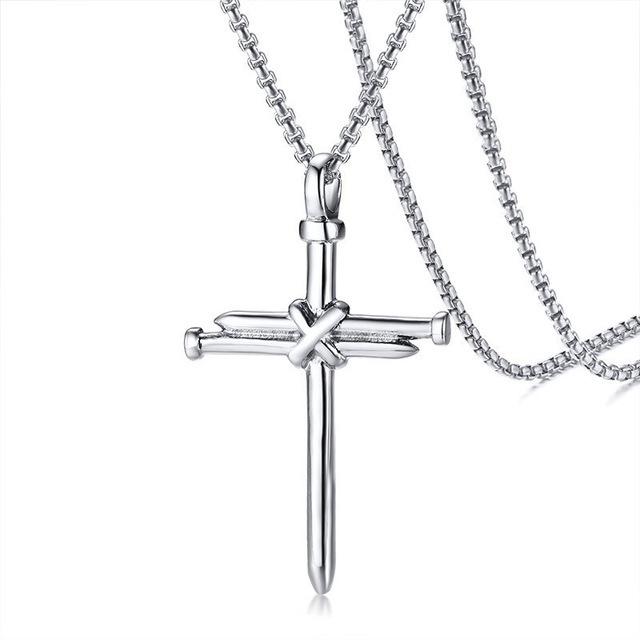 2026 Men's Punk Cross Pendant Necklace - European & American Titanium Stainless Steel