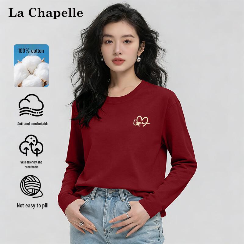 La Chapelle Women s 2026 New 100% Cotton Loose Long-Sleeve T-Shirt S