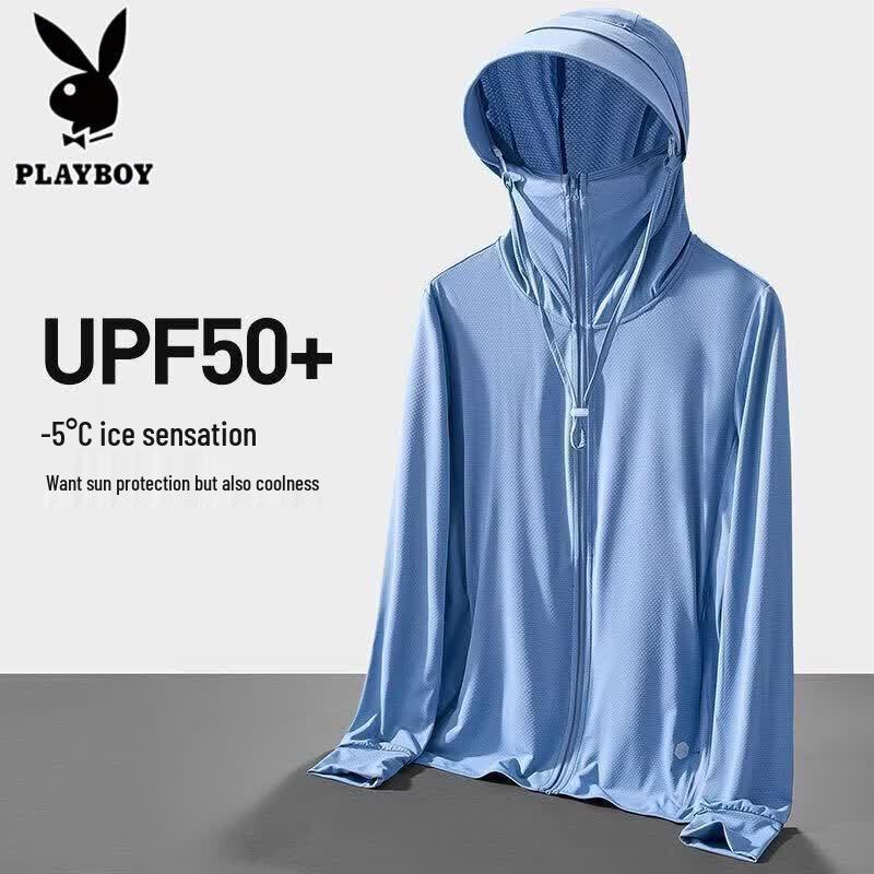 PLAYBOY Men s Ice Silk Hooded UV Protection Sun Jacket 4XL