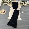 Gentle Cut Out Sleeveless Mid Length Long Length Tassel Summer Dress