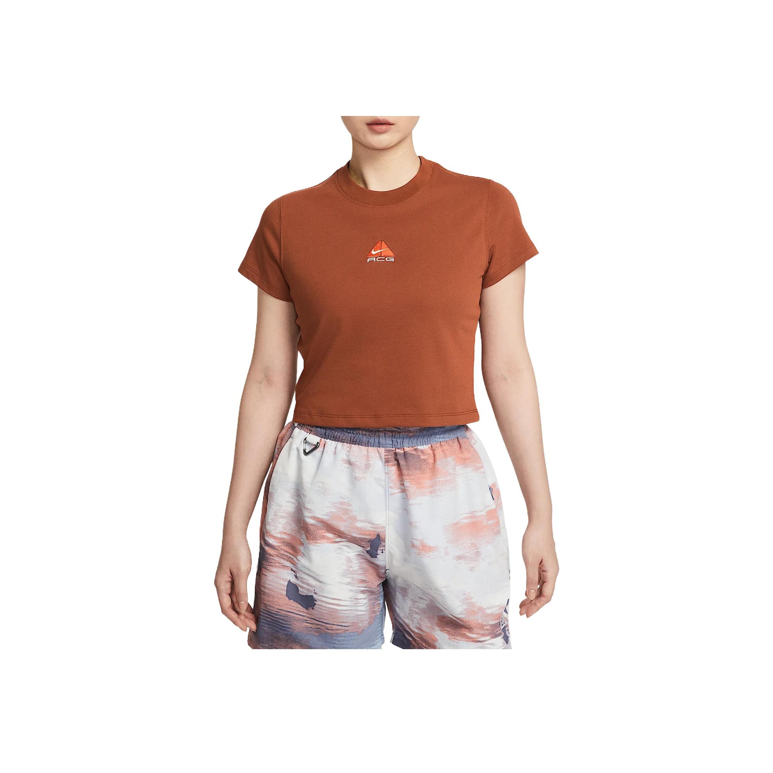 

Nike Dri-Fit ACG Удобная Мягкая Приятная к коже Модная Быстросохнущая Футболка с коротким рукавом Стандартного кроя Женские топы Светло-коричневый HM6085-245 M