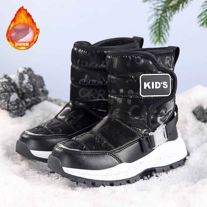 2025 Kinder Schneestiefel Winter Outdoor Jungen und Mädchen Fleece Verdickt Warm Hoher Schaft Baumwollstiefel 2025
