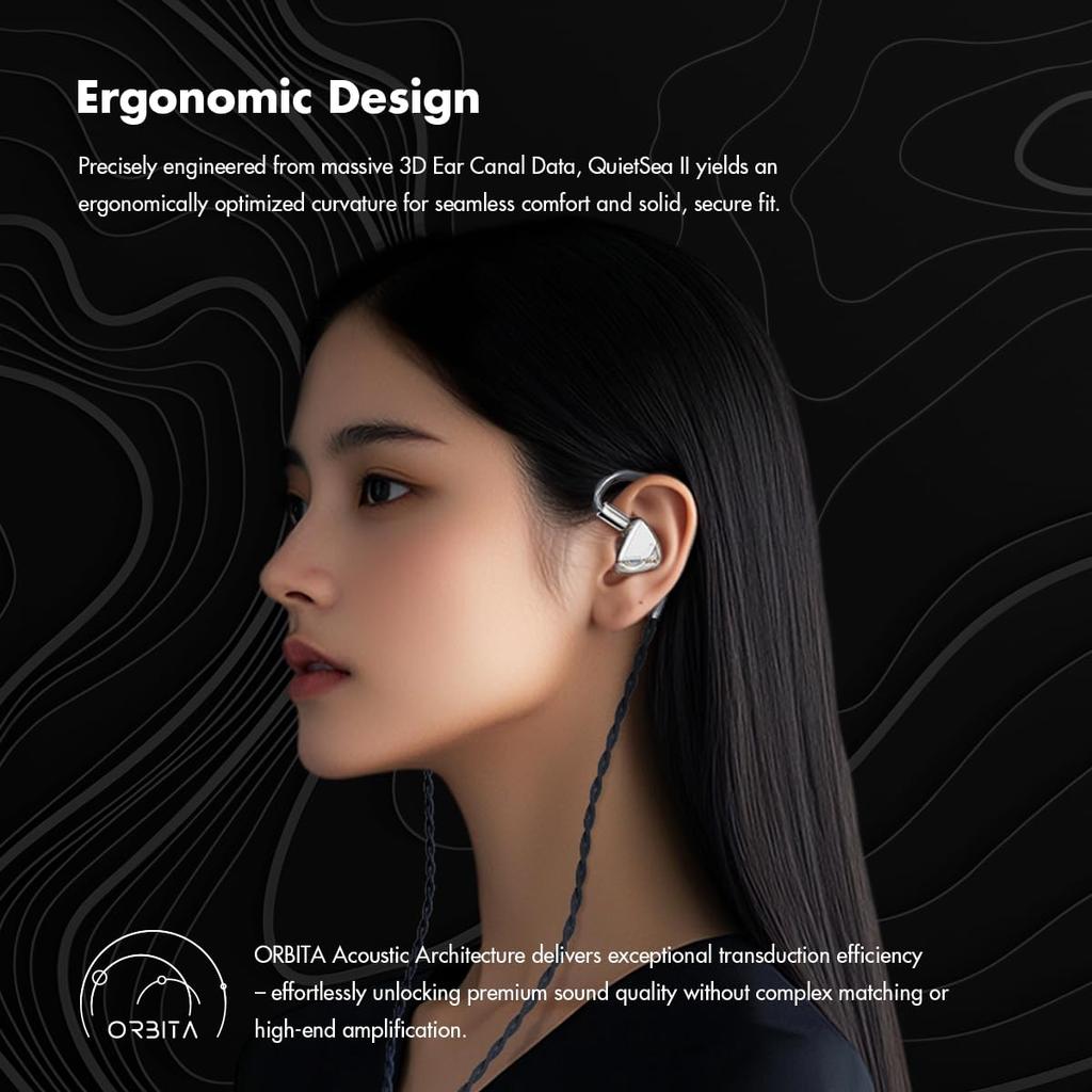 ROSESELSA Monitor with Dynamic Diaphragm 1DD HIFI Wired with Module IEM Cable "QUIETSEA II" In-Ear Driver, Earphone, 3.5mm/4.4mm (Silver)