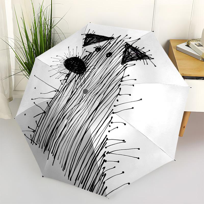 1pc Hedgehog Dog Art Automatic Open/close Umbrella, 8-Rib sturdy structure, Auto Folding/Opening, Portable Travel Umbrella for Women020