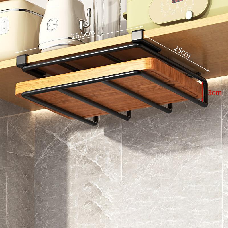Under Kitchen Cabinet Hanging Organizer Cutting Board Storage Rack Paper Towel Holder No Punch Pot Lid Storage Kitchenware Hook