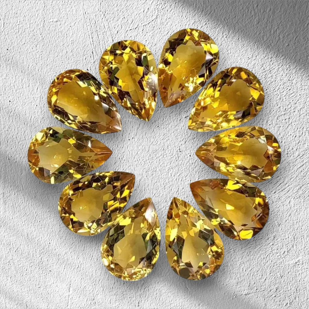 Citrine naturelle A+, belle citrine à facettes, lot en forme de poire, lot de taille 7-10 mm, lot de pierres précieuses, pierre de la meilleure qualité pour la fabrication de bijoux.