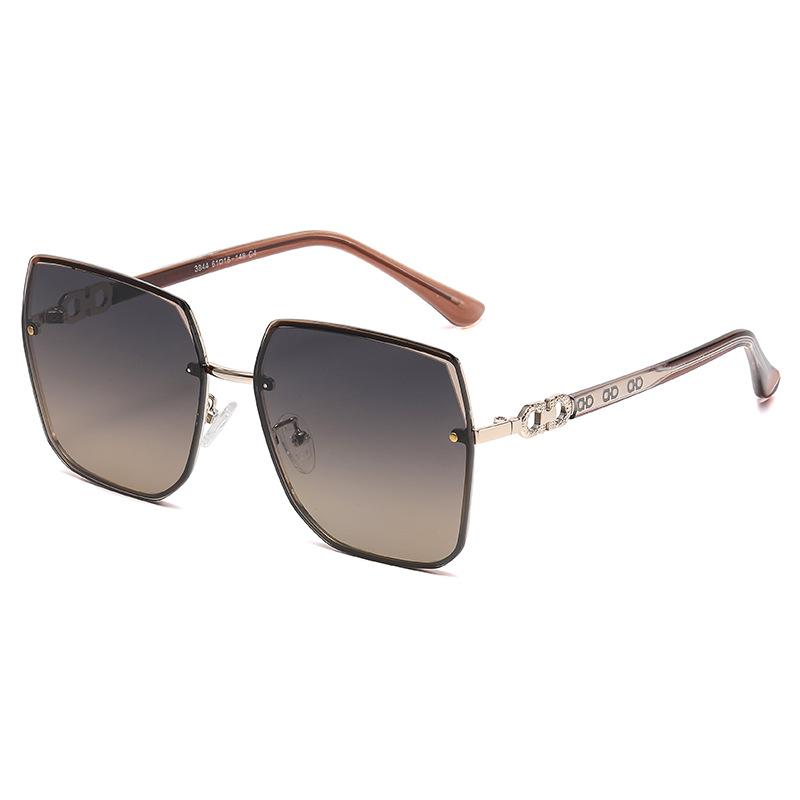 New European and American fashion square hollow polarized sunglasses women's personalized metal glasses legs sunscreen sunglasses women's
