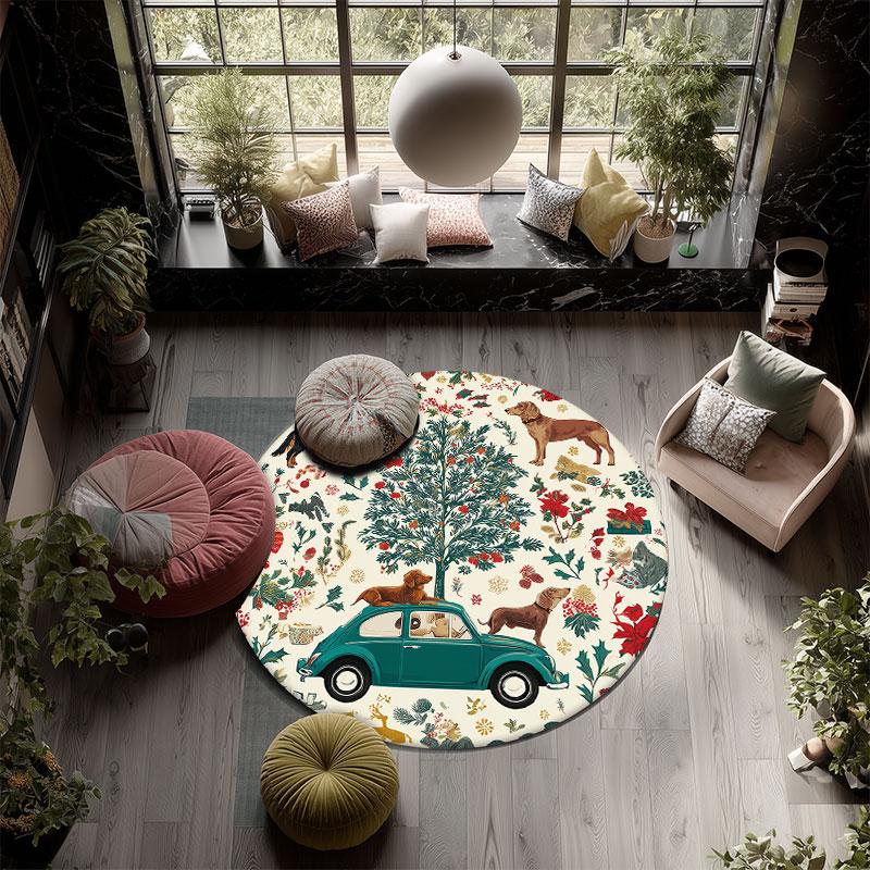 Cartoon Rabbits Pattern Round rug,Carpet Rug for Living Room Bedroom Playroom ,Non-slip Floor Mat,Holiday Gifts and Birthday Gifts.